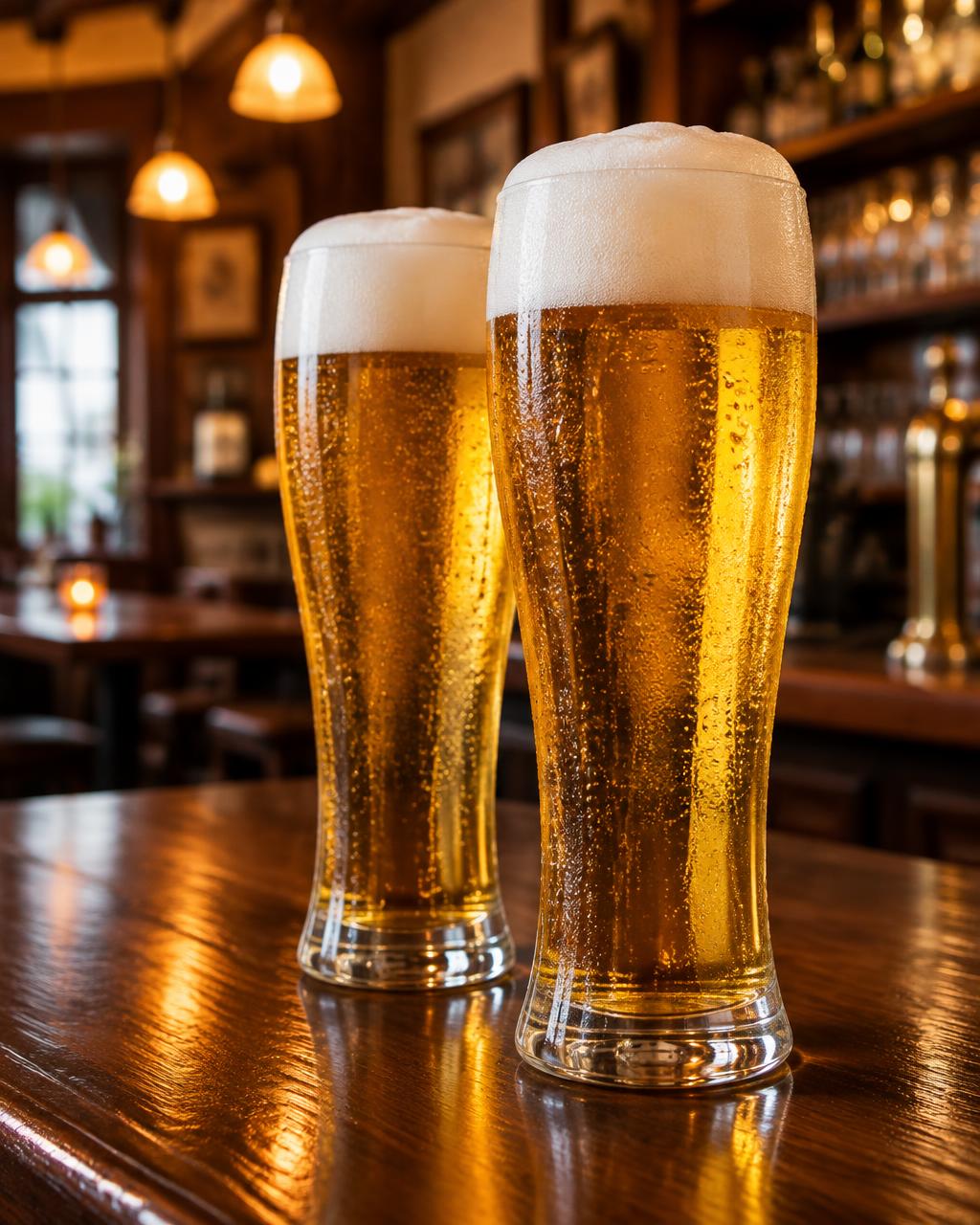 Zwei frisch gezapfte Pils mit Schaumkrone – KI-Beispielbild